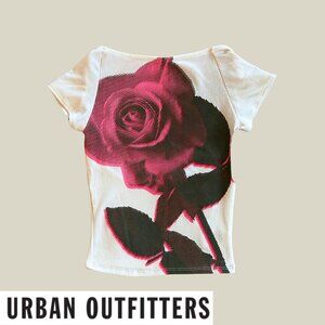 Urban Outfitters nadia rose open back top in white/pink (S)
